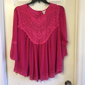 CATO pink lace blouse, 14/16, fully lined, NWT